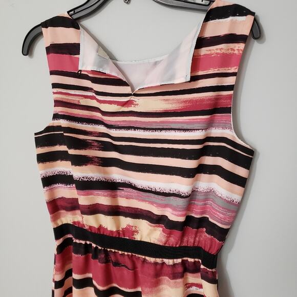 LOFT Striped Boat Neck Sleeveless Cinched Dress Small - Picture 8 of 11